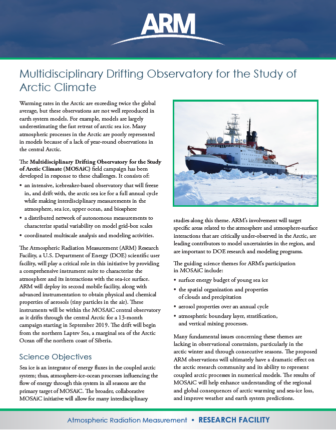 Multidisciplinary Drifting Observatory for the Study of Arctic Climate